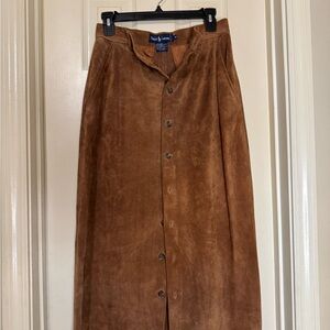 Ralph Lauren Tan Suede Maxi Skirt